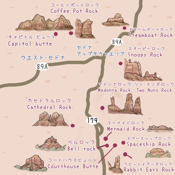 sedona rocks map